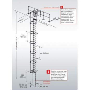 Стационарная лестница для зданий KRAUSE STABILO, алюминий, 4,76 м Стационарная лестница для зданий KRAUSE STABILO, алюминий, 4,76 м