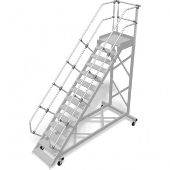 Трап с платформой передвижной KRAUSE 14 ступеней, ширина 800 мм 45°
