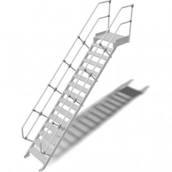 Трап с платформой стационарный KRAUSE 15 ступеней, ширина 600 мм 45°