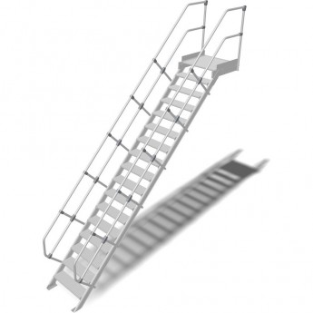 Трап с платформой стационарный KRAUSE 17 ступеней, ширина 800 мм 45°