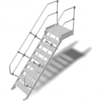 Трап с платформой стационарный KRAUSE 9 ступеней, ширина 600 мм 60°